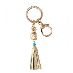 Spartina 449 Gold Pineapple Keychain with Turquoise Accent